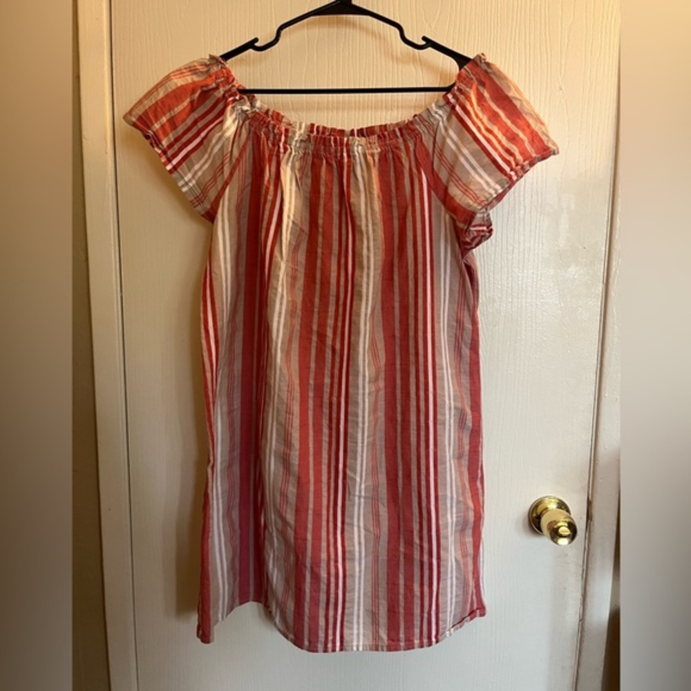 100% Cotton Off The Shoulder Knee Length Dress Size L